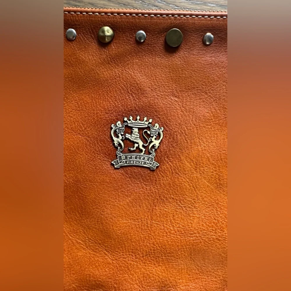 Elegant Orange Leather Money Clip with Studded Design